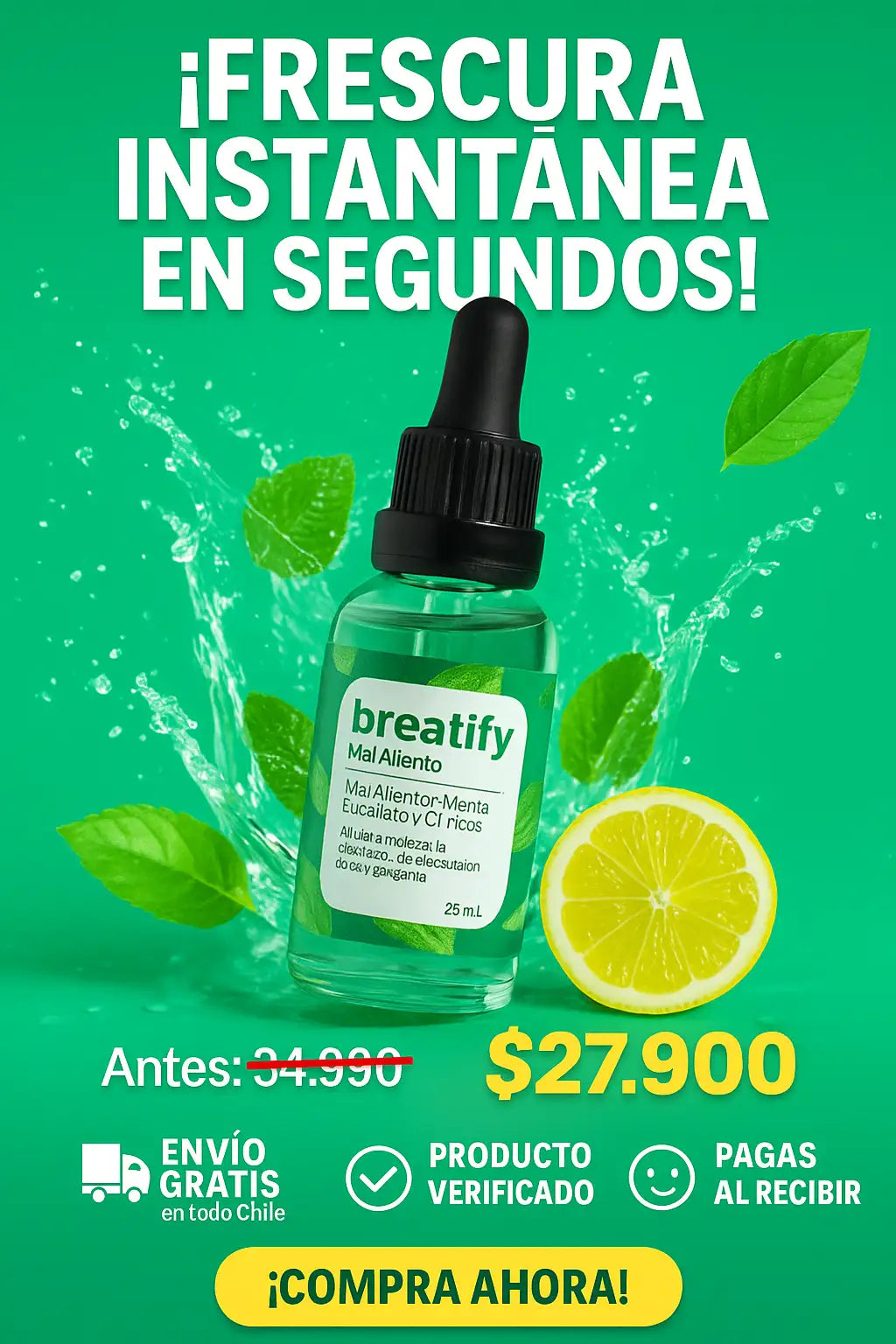 Breatify – Spray Bucal Natural 25 mL | Frescura Instantánea en Segundos