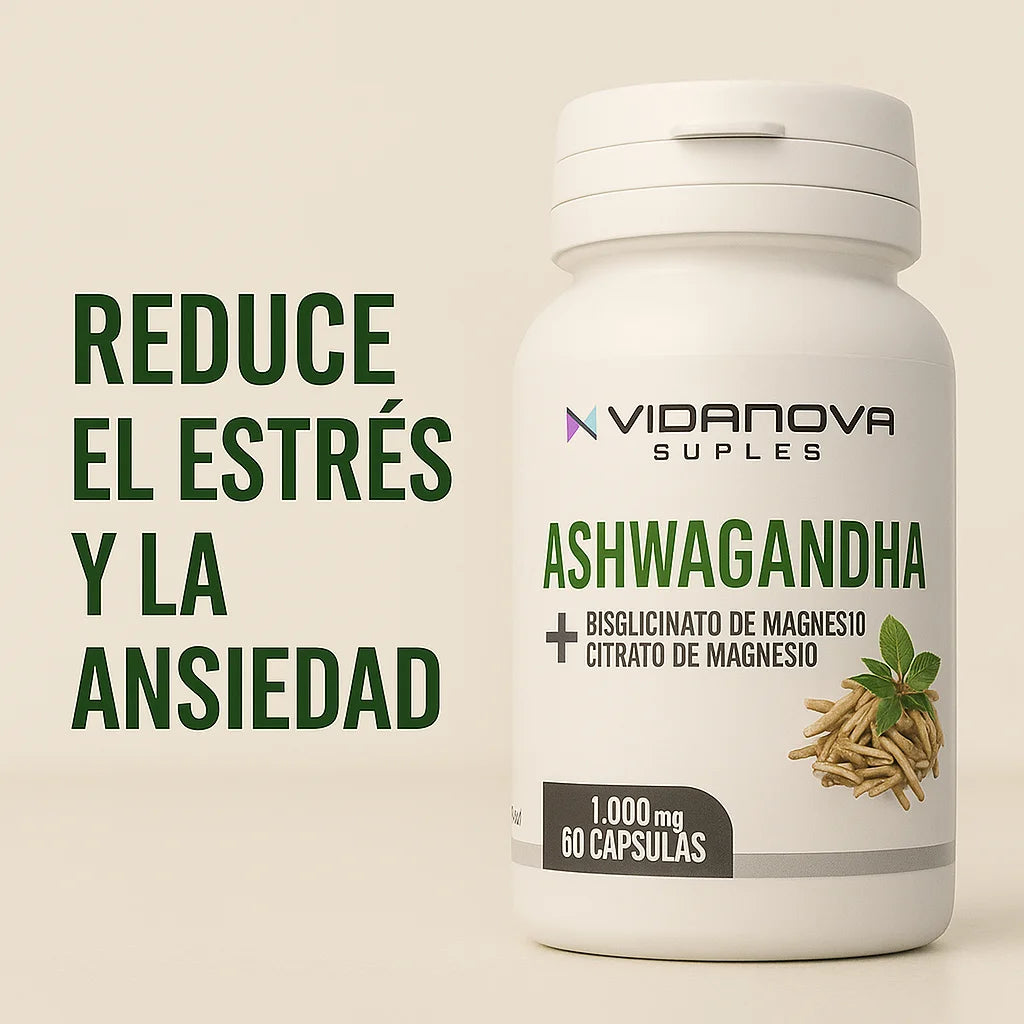 Ashwagandha + Magnesio 1000mg 60 CAPS- ¡hola Energía, Adiós Estrés!