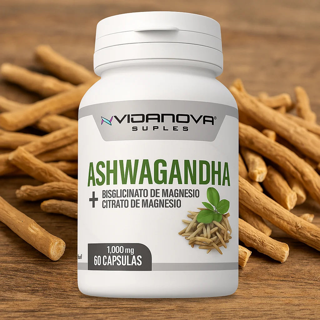 Ashwagandha + Magnesio 1000mg 60 CAPS- ¡hola Energía, Adiós Estrés!