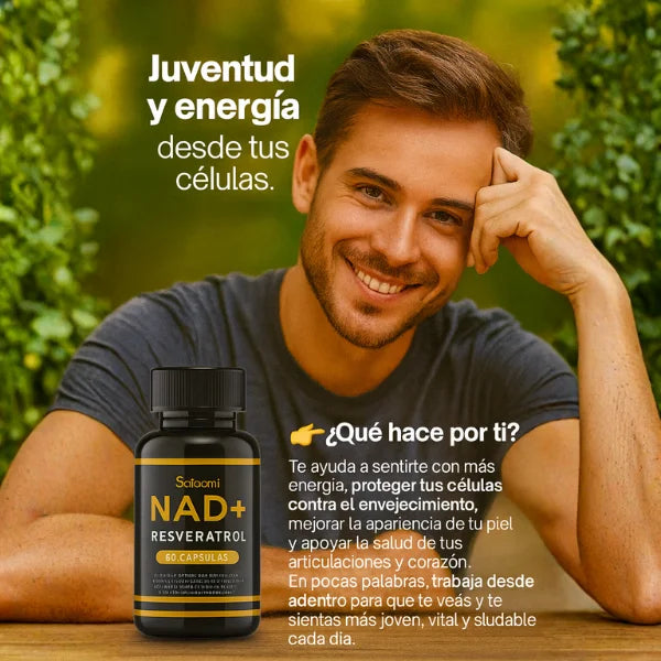 Satoomi, NAD+, Resveratrol X60Cap- Fórmula Avanzada para Vitalidad y Longevidad
