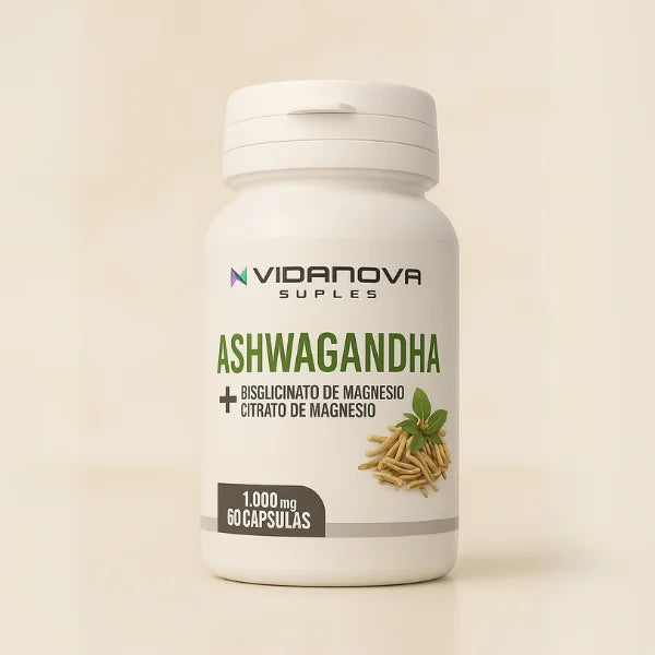 Ashwagandha + Magnesio 1000mg 60 CAPS- ¡hola Energía, Adiós Estrés!