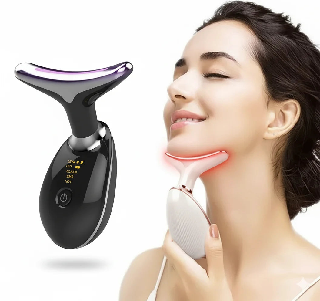 ✨ Masajeador de cara y cuello - Luz Led y Vibración EMS de Alta Frecuencia